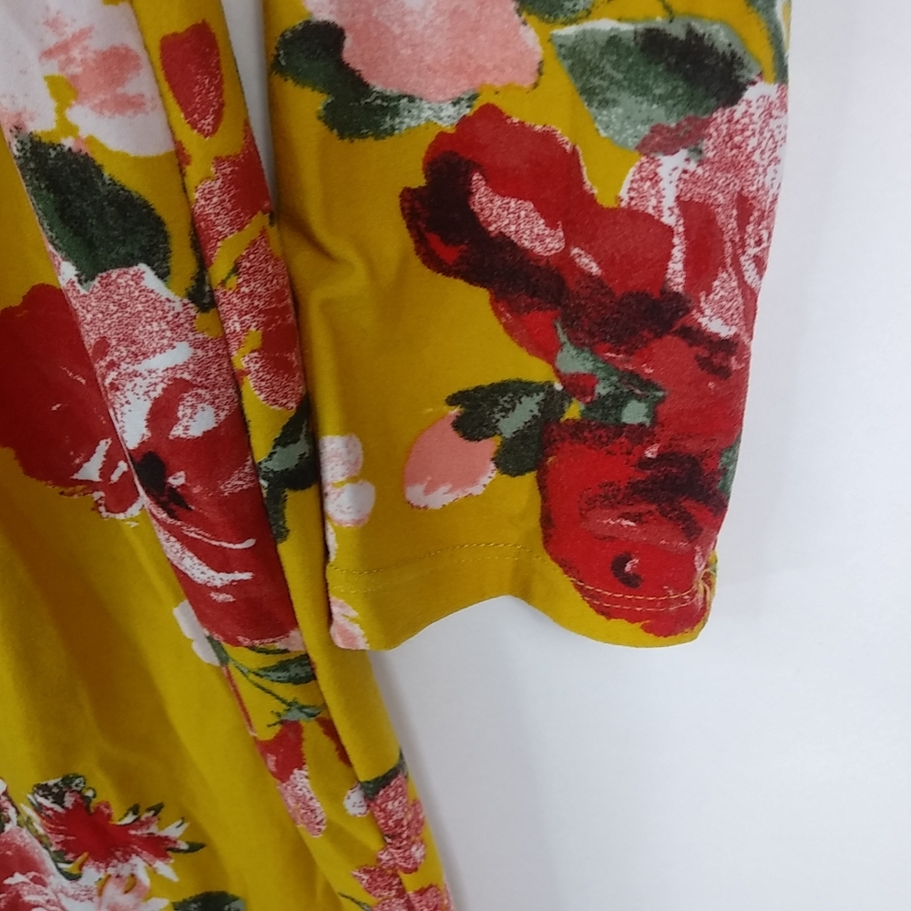 NoBo M Gold Red Floral Pullover Dress - Picture 3 of 6